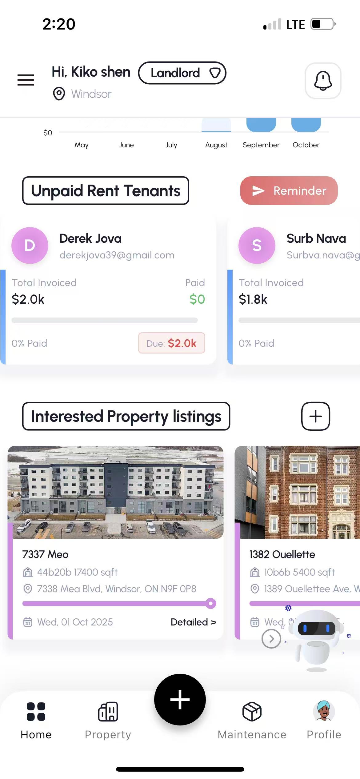 MyHome365 mobile interface screen 1