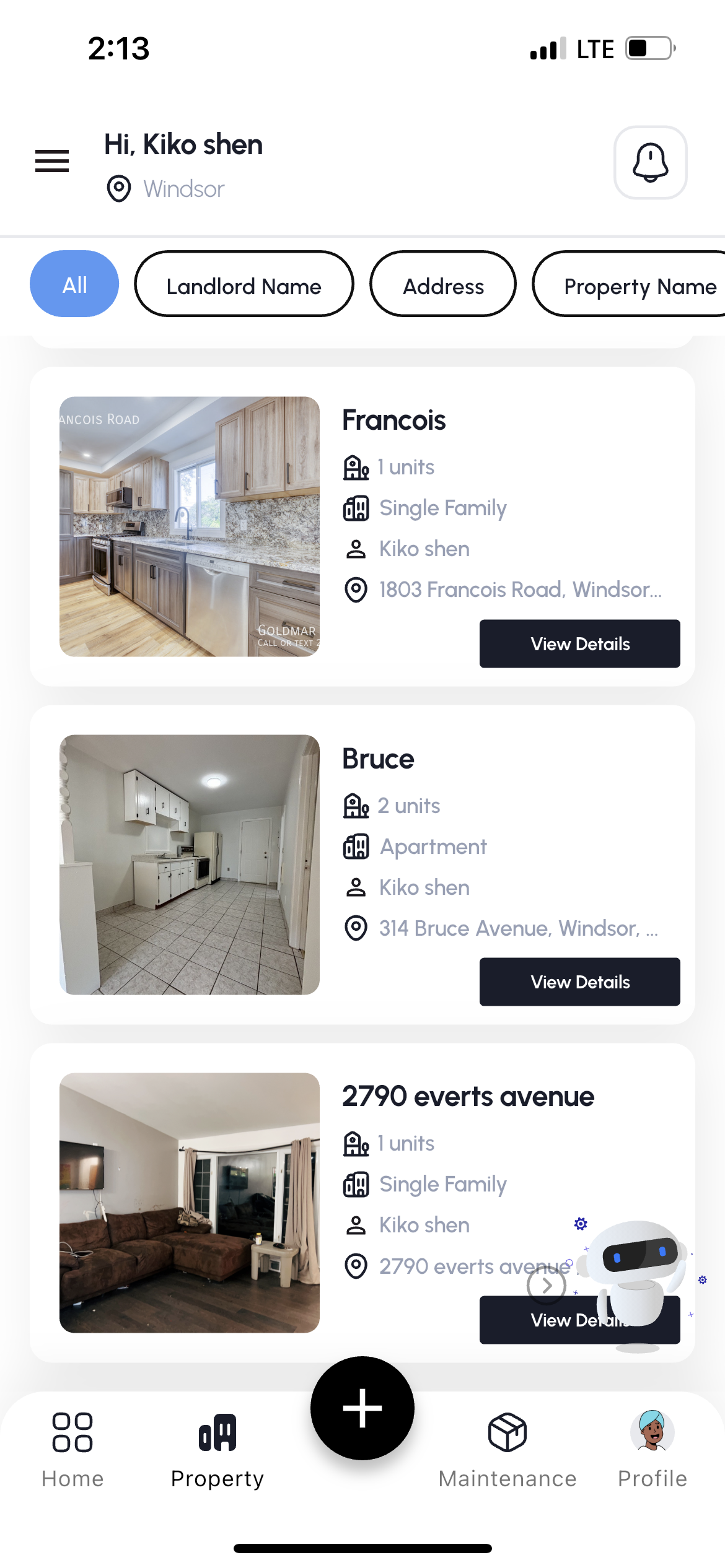 MyHome365 mobile interface screen 2